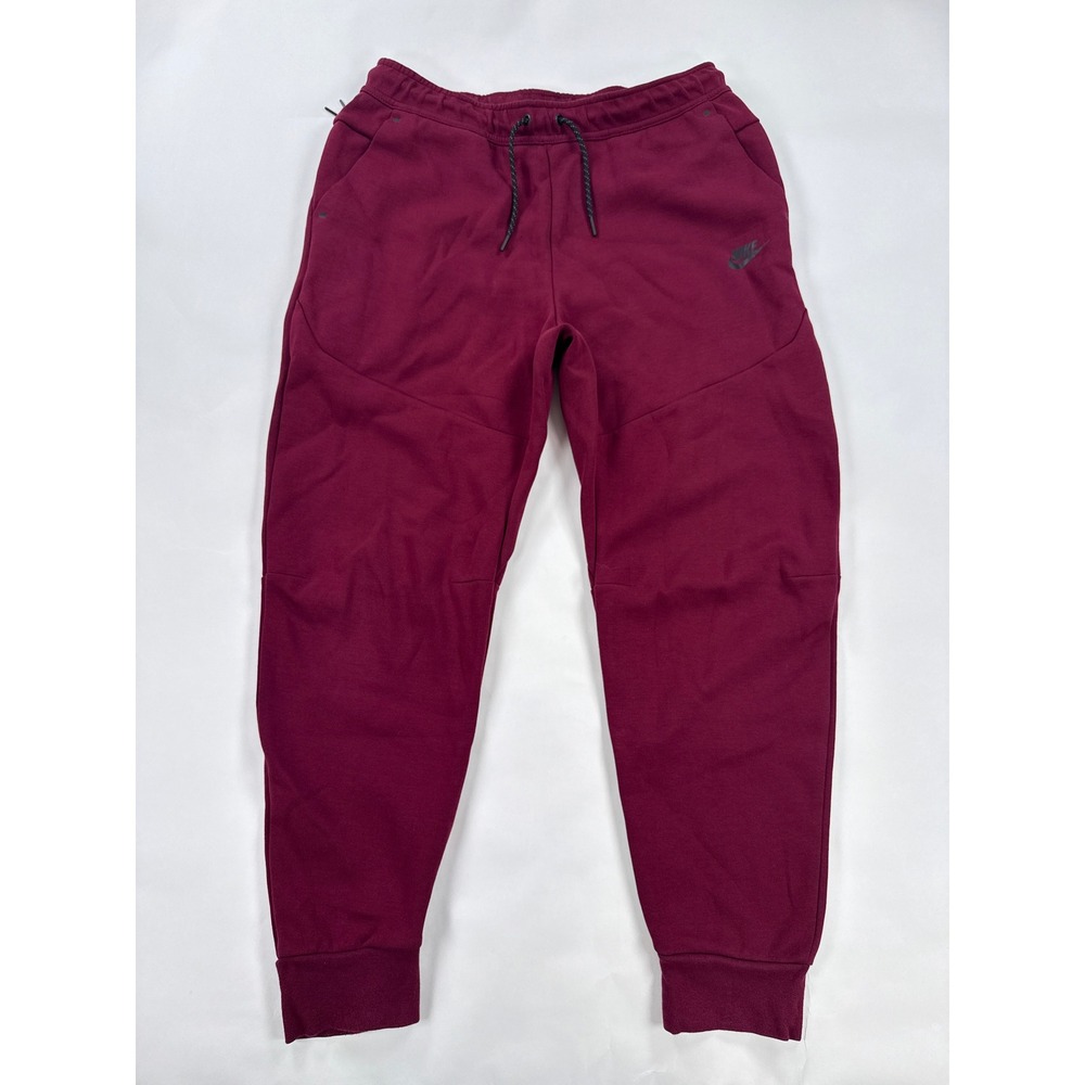 Nike Tech Fleece Joggers Men Large CU4495-638 Maroon Burgundy Tapered Sweatpants
